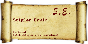 Stigler Ervin névjegykártya